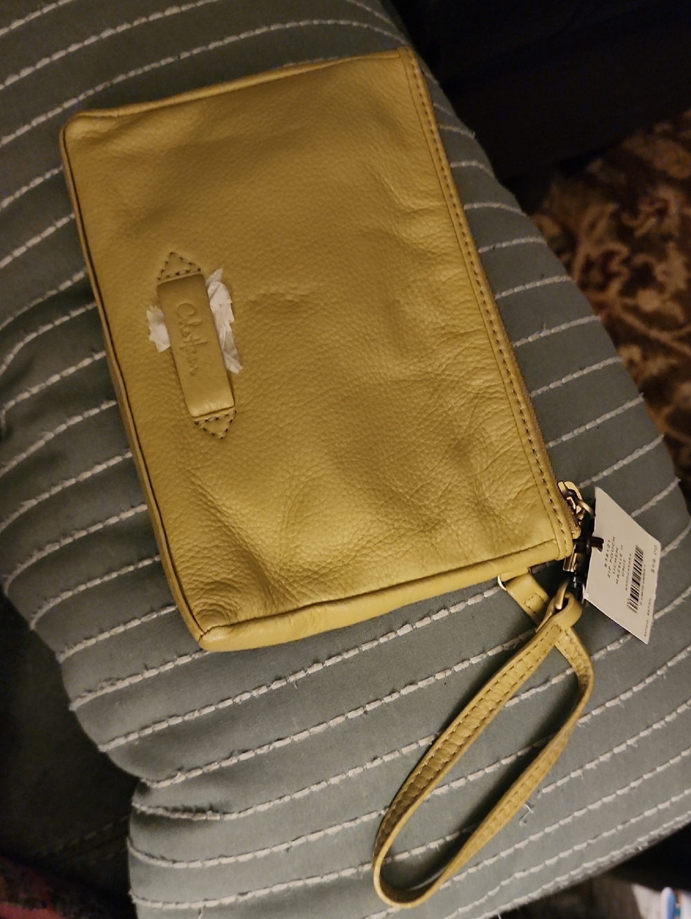 Cole Haan Yellow Leather Wristlet Clutch